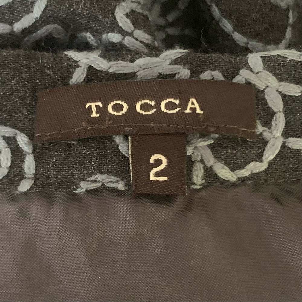 TOCCA Embroidered A-Line Skirt Cotton Blend Gray Blue Floral Size 2 - Picture 3 of 12